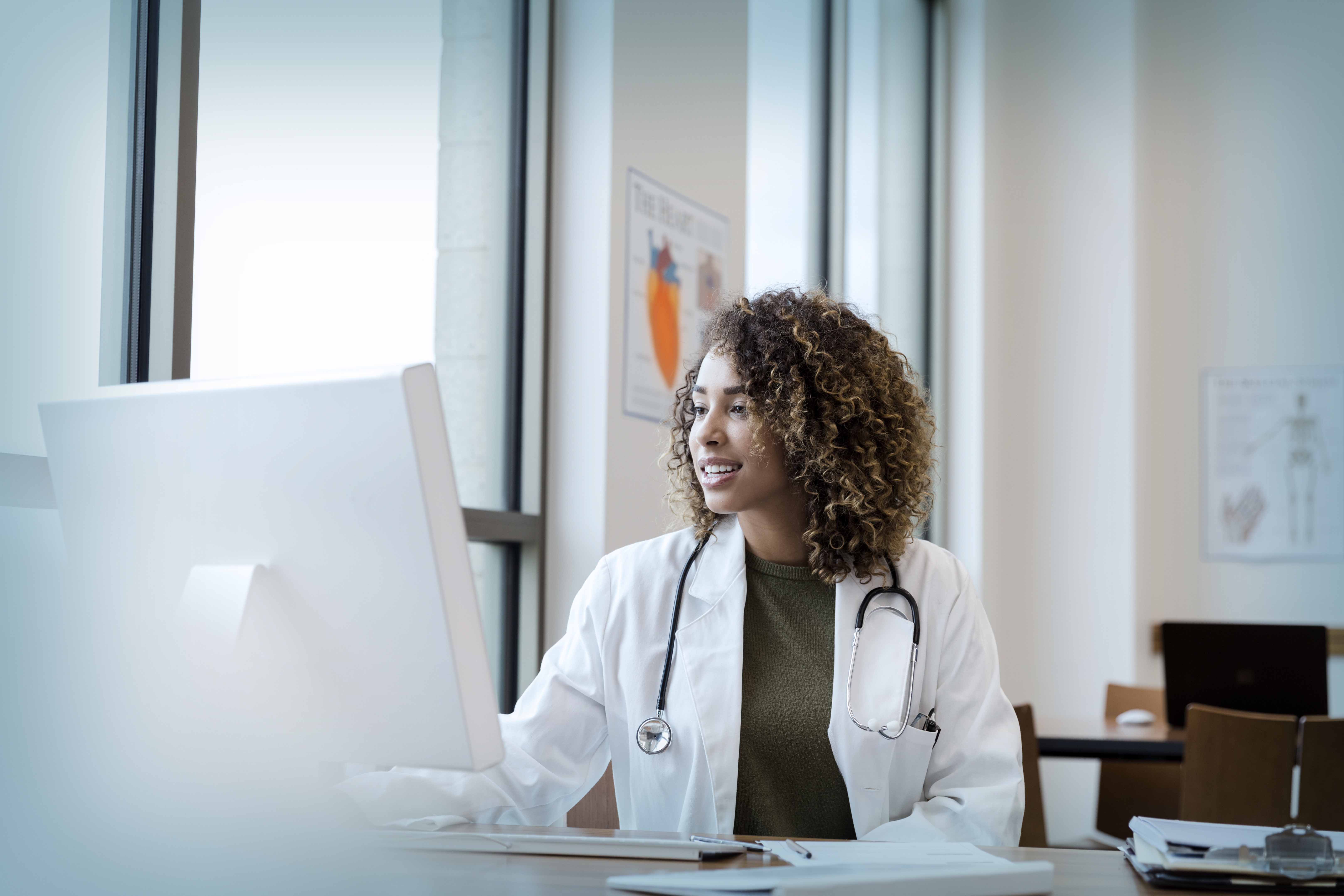 Doctor working on a computer