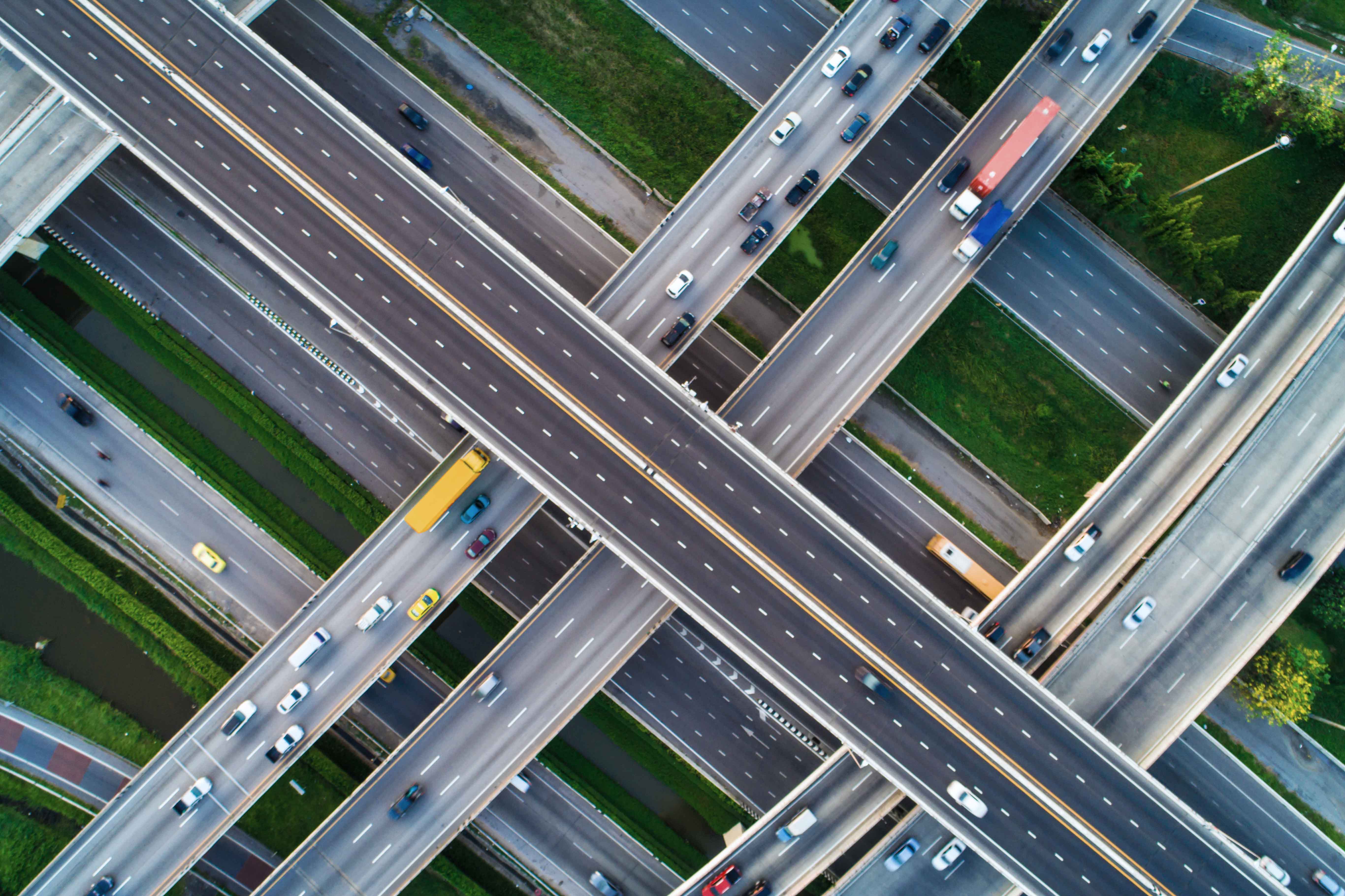 Infrastructure of roads on top of each other